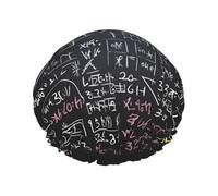 Bonnet de douche réutilisable pour femme - Imperméable - Double couche - Formule mathématique - Bonnet de douche pour spa et salon de beauté - Grande taille pour toutes les longueurs de cheveux