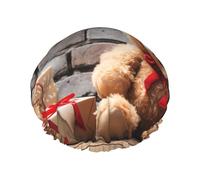 Bonnet de douche réutilisable pour femme - Imperméable - Double couche - Ours mignon - Cadeau de Saint-Valentin - Chapeau de douche pour femme - Spa et salon de beauté - Grande taille pour toutes les