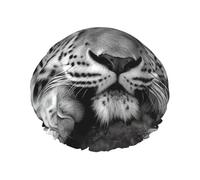Bonnet de douche réutilisable pour femme - Imperméable - Double couche - Tigre noir et blanc - Chapeau de douche pour femme - Grande taille pour toutes les longueurs de cheveux