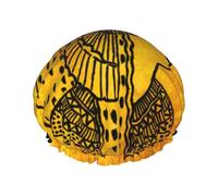 Bonnet de douche réutilisable pour femmes, égyptien, asbstract, egypte, pyramides, double bande élastique étanche, chapeau de bain, ourlet extensible