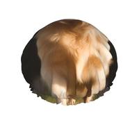 Bonnet de douche réutilisable pour homme et femme - Grand bonnet de douche imperméable et lavable - Bonnet de bain Golden Retriever - Bande élastique double couche pour cheveux longs, tresses