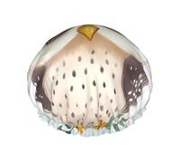 Bonnet de douche réutilisable pour homme et femme - Grand bonnet de douche imperméable et lavable - Bonnet de bain mignon avec motif hibou avec fleurs - Bande élastique double couche pour cheveux
