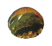 Bonnet de douche réutilisable pour homme et femme - Grand bonnet de douche imperméable lavable - Bonnet de bain pour pêche à la truite de ruisseau - Bande élastique double couche pour cheveux longs,
