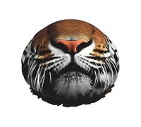 Bonnet de douche réutilisable pour homme et femme - Grand bonnet de douche imperméable lavable - Bonnet de bain avec tête de tigre - Bande élastique double couche pour cheveux longs, tresses
