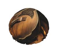 Bonnet de douche réutilisable pour homme et femme - Grand bonnet de douche imperméable lavable - Bonnet de bain Old West Guitare - Bande élastique double couche pour cheveux longs, tresses