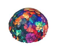 Bonnet de douche réutilisable Roses avec Noël - bonnet de douche double couche imperméable, élastique et respectueux de l'environnement pour un usage quotidien