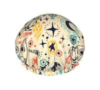 Bonnet de douche Rockets pour femme réutilisable et imperméable - Double couche - Bande élastique - Bonnet de bain pour cheveux longs