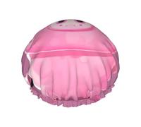 Bonnet de douche rose avec imprimé cochon mignon, bonnet de douche pour femme, réutilisable, imperméable, séchage rapide