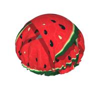 Bonnet de douche rouge pastèque pour douche d'eau non mouillant, double couche réutilisable, bonnet de douche pour cheveux longs