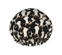Bonnet de douche rustique à motif vaches, réutilisable, imperméable, double couche, élastique, pour toutes les longueurs de cheveux.