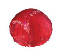 Bonnet de Douche Saint Valentin Rouge Coeur Fleur Imprimé - Réutilisable Double Couche avec Bande Élastique - Parfait pour la Maison, Spa, Hôtel et Voyage
