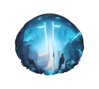 Bonnet de douche Science Fiction Future pour femme, imperméable, réutilisable, avec cordon élastique lavable, adapté aux cheveux longs et aux tresses, idéal pour la douche.