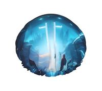 Bonnet de douche Science Fiction Future Print - Bonnet de bain double couche réutilisable - Bonnet de douche respirant pour voyage, hôtel et utilisation à la maison