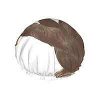 Bonnet de douche singe, singe assis sur ses hanches avec un regard pensif et tenant dans ses pattes un verre de bière Bonnets de bain double couche imperméables parfaits pour toutes les longueurs et é