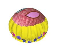 Bonnet de douche Smiley imprimé litchi - Bonnet de bain double couche réutilisable - Bonnet de douche respirant pour voyage, hôtel et utilisation à la maison