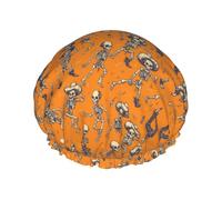 Bonnet de douche squelette de cowboy dansant joyeux, réutilisable, imperméable, double couche, élastique, pour toutes les longueurs de cheveux