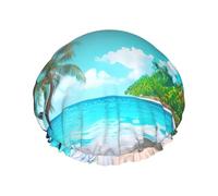 Bonnet de douche sur le thème de l'océan tropical avec une double couche, maintient bien vos cheveux, que ce soit pendant la douche ou le bain.