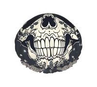 Bonnet de douche tête de mort et fleur avec une double couche, maintient bien vos cheveux, que ce soit pendant la douche ou le bain.