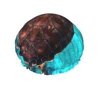 Bonnet de douche tortue pour femme, élastique et réutilisable, double couche imperméable, bonnet de douche pour le bain