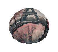 Bonnet de douche Tour Eiffel avec parapluie rouge avec une double couche de bonnet de douche qui maintient bien vos cheveux, que ce soit pendant la douche ou le bain.