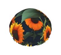 Bonnet de douche tournesol orange avec une double couche, maintient bien vos cheveux, que ce soit pendant la douche ou le bain.