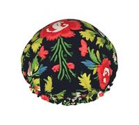 Bonnet de douche ukrainien brodé imprimé rose pour femme, léger, réutilisable, doux, double couche imperméable, étanche.