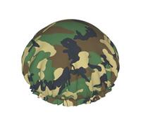 Bonnet de douche vert à imprimé camouflage militaire pour femme, léger, réutilisable, doux, double couche, étanche, étanche.