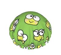 Bonnet de douche vert grenouille aux grands yeux bonnets de bain imperméable bonnet de cheveux Double couche léger bonnets de douche pour femmes hommes enfants adolescents