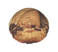 Bonnet de douche vintage en forme de pyramide égyptienne pour femme, réutilisable, imperméable, double couche, grand bonnet de bain, lavable, élastique, pour le bain, tresses, pour homme