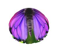 Bonnet de douche violet avec une double couche de papillon, maintient bien vos cheveux, que ce soit pendant la douche ou le bain.