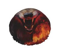 Bonnet de douche Wolves in the Flame Roar L avec tissu imperméable double couche, adapté pour le bain et les soins de la peau