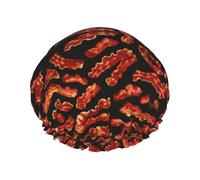 Bonnet de douche Yummy Bacon réutilisable, imperméable, double couche, élastique, pour toutes les longueurs de cheveux