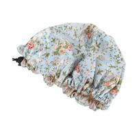 Bonnet de Garçon et Filles à Double Couche, Réglable, Imprimé Floral | Polyester Bleu, Respirant et Confortable, Boucle Élastique, Usage et Nettoyage Quotidien