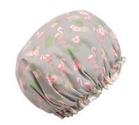 Bonnet de Imperméable Double Couche Flamant Gris Pe | Nettoyage du Visage, Usage, Design Flamant Adorable, Léger et Facile à Transporter