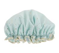 Bonnet de Imperméable Double Couche pour Femmes, Cheveux Épais | PEVA et Coton Polyester, Bande Élastique Antidérapante, Léger Vert Doré, Usage Maison Spa