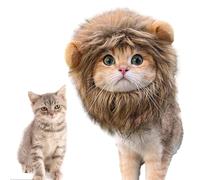 Bonnet de Lion pour Chat - Costume de crinière de Lion Amusant - Perruque de crinière de Lion pour Habiller Le Chaton - Costume de Cheveux de Lion Lavable avec Chapeau - Déguisement Amusant
