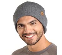 Bonnet de montre en laine mérinos résistant - Chaud, extensible et doux - Bonnets en tricot doux pour homme et femme - Pour un style sérieux., Homme, gris foncé, OSFM