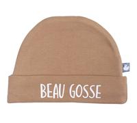 Bonnet De Naissance Doublé Pur Coton Mon Cœur Est À Maman Pierre Bleue Camel 0/3M(50/60)