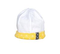 Bonnet de naissance en coton - pluche et pompon blanc 0/1M(50/54)
