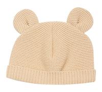 Bonnet de naissance Ours en maille Caramel (0-1 mois)