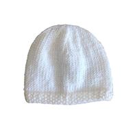 Bonnet de Naissance pour Bébé en Laine Deluxe : Fait Main - Blanc Cassé (0-3 Mois)