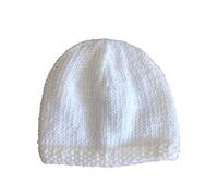 Bonnet de Naissance pour Bébé en Laine Deluxe : Fait Main - Blanc Cassé (Nouveau Né)