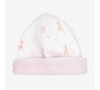 Bonnet de naissance sophie la girafe® blanc et rose 1/3M(54/60)
