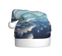 Bonnet de Noël avec motif nuages blancs sur la mer pour adulte. Bonnet de Noël festif avec pompon, casquette de vacances unisexe pour les fêtes de Noël.