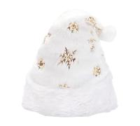 Bonnet de Noel Blanc,Chapeau de Noël Blanc - Chapeau de vacances unisexe avec flocons de neige scintillants | Couvre-chef festif doux et confortable, chapeau de Noël pelucheux pour femmes et hommes