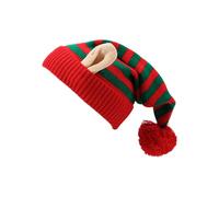 Bonnet de Noël chaud en tricot rayé avec boules d'oreilles décoratives pour temps froid, fête intérieure, Noël, réunions de famille