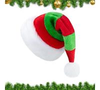 Bonnet de Noël - Couvre-chef en peluche rouge et vert - Chapeau de vacances confortable extra épais - Pour adultes, hommes, femmes, séance photo, chant, bureau, rassemblement festif, école, défilé