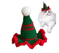 Bonnet de Noël crocheté pour chat | Bonnets au crochet - Casquettes de fête pour chiots et chatons ainsi que pour petits chiens et chats - Accessoires de déguisement pour fête d'hiver