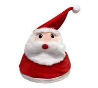 Bonnet de Noël électrique - Accessoires de fête - Chapeau de Père Noël interactif en peluche avec lumière et son - Accessoire de cabine photo, scène pour spectacle, fête et