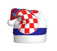Bonnet de Noël en peluche avec drapeau de la République de Croatie, accessoire de costume festif, doux au toucher, parfait pour Noël et fêtes de fin d'année.